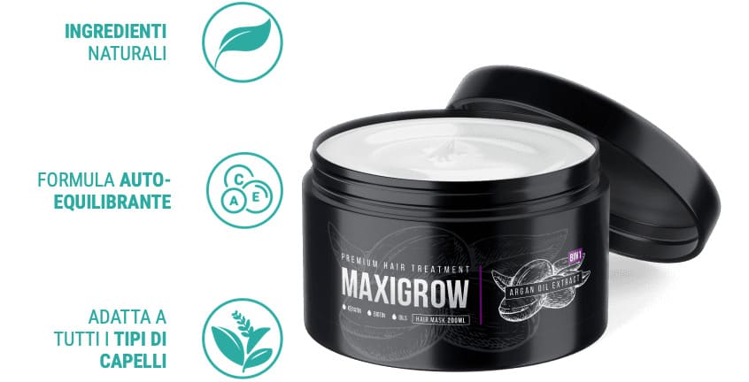 maschera capelli MaxiGrow anticaduta ingredienti benefici
